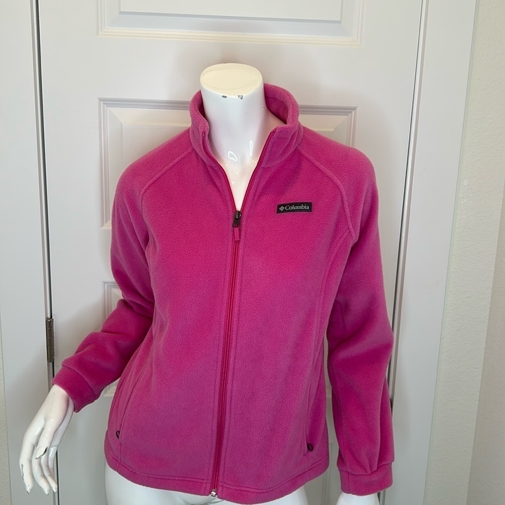 Columbia girls pink full zip fleece jacket size L ( 14-16 girls)
